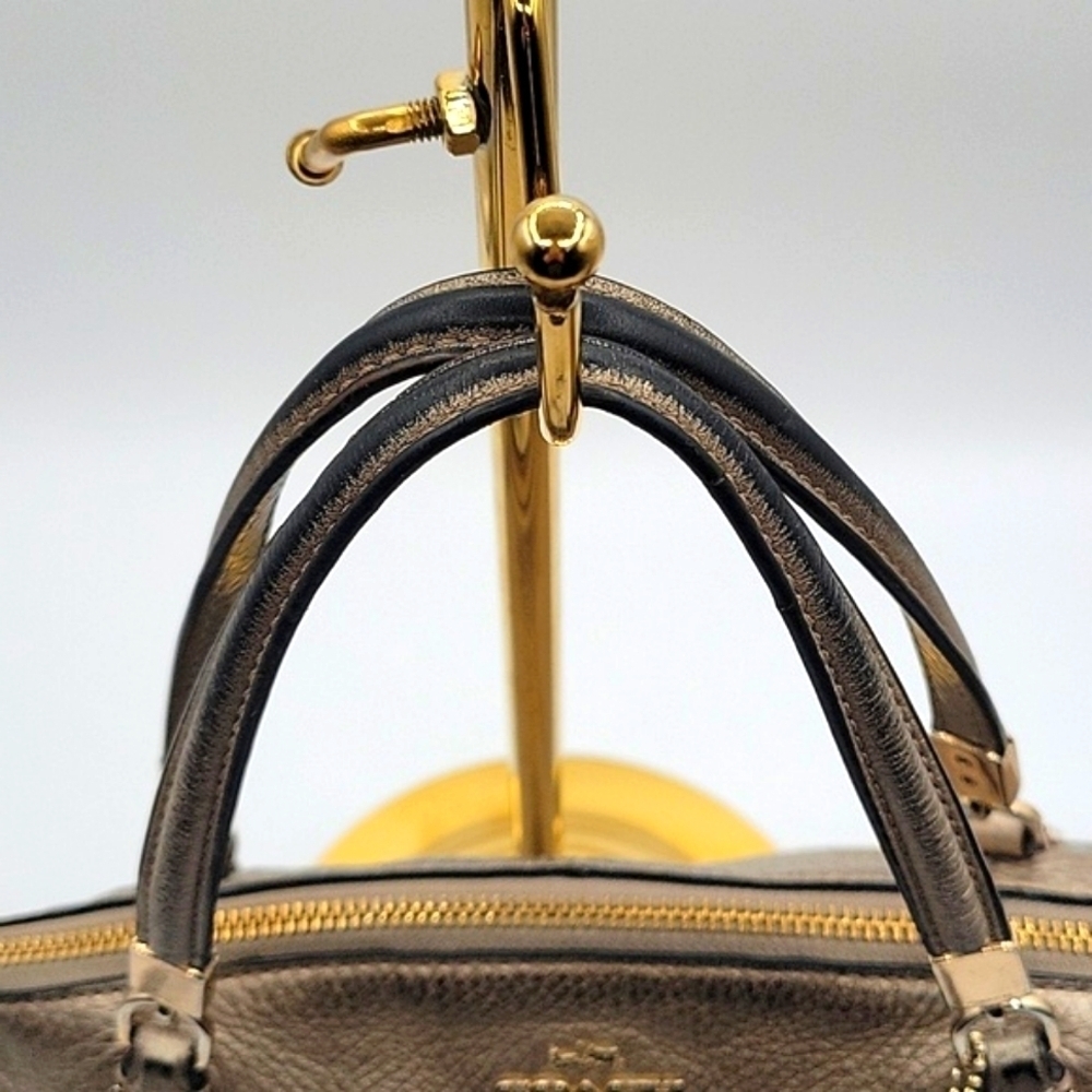 COACH Satchel w/ Crossbody Strap Metallic Pebbled Soft Leather Gold Hardware - Picture 7 of 13